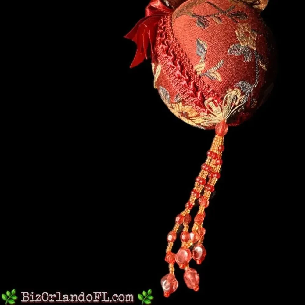 VINTAGE: Festive Holiday / Christmas Ornament with Faux Fruit / Berries / Ribbon